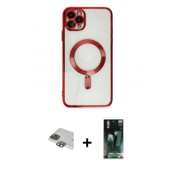 MARSİLYAN™- iPhone 11 Pro Max Kılıf Nova Işık Özel Seri - Şeffaf 360 Full Body Arka Koruyucu + Pers Alüminyum Kamera Lens - YL