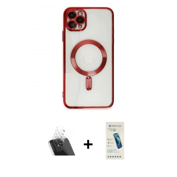 MARSİLYAN™- iPhone 11 Pro Max Kılıf Nova Işık Özel Seri - Şeffaf Pasifik Cam Ekran Koruyucu + Kamera Lens Koruma Cam - SF