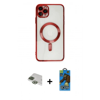 MARSİLYAN™- iPhone 11 Pro Max Kılıf Nova Işık Özel Seri - Siyah 18D Cam Ekran Koruyucu + Pers Alüminyum Kamera Lens - YL
