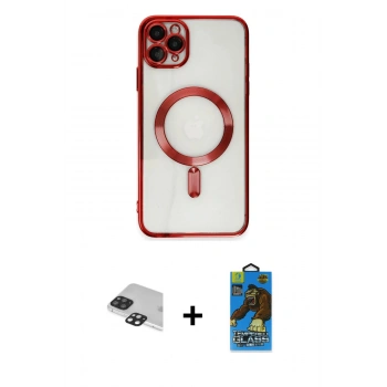 MARSİLYAN™- iPhone 11 Pro Max Kılıf Nova Işık Özel Seri - Siyah 18D Cam Ekran Koruyucu + Pers Alüminyum Kamera Lens - SH