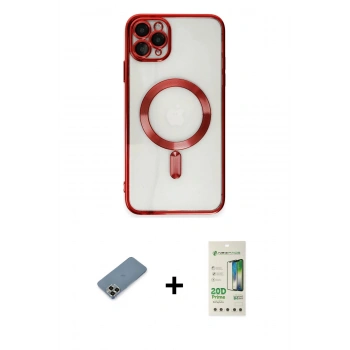 MARSİLYAN™- iPhone 11 Pro Max Kılıf Nova Işık Özel Seri - Siyah 20D Premium Cam Ekran Koruyucu + Metal Kamera Lens Koruma Cam - GD
