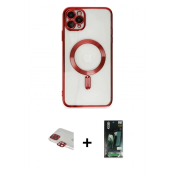 MARSİLYAN™- iPhone 11 Pro Max Kılıf Nova Işık Özel Seri - Siyah 360 Mat Full Body Arka Koruyucu + Pers Alüminyum Kamera Lens - KI