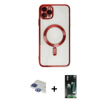 MARSİLYAN™- iPhone 11 Pro Max Kılıf Nova Işık Özel Seri - Siyah 360 Mat Full Body Arka Koruyucu + Pers Alüminyum Kamera Lens - LT