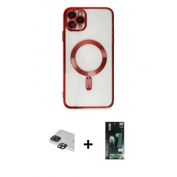 MARSİLYAN™- iPhone 11 Pro Max Kılıf Nova Işık Özel Seri - Siyah 360 Mat Full Body Arka Koruyucu + Pers Alüminyum Kamera Lens - SH