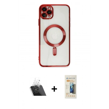 MARSİLYAN™- iPhone 11 Pro Max Kılıf Nova Işık Özel Seri - Siyah 6D Mat Seramik Hayalet Nano Ekran Koruyucu + Kamera Lens Koruma Cam - SF