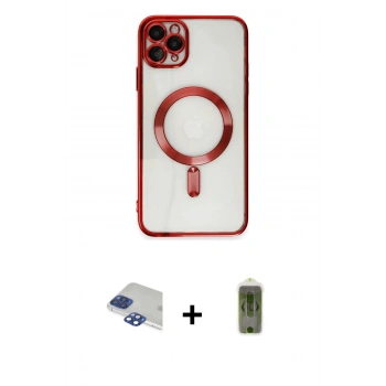 MARSİLYAN™- iPhone 11 Pro Max Kılıf Nova Işık Özel Seri - Siyah Joko Magic 5D Hayalet Cam + Pers Alüminyum Kamera Lens - LT