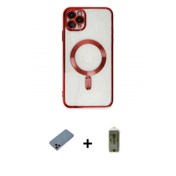 MARSİLYAN™- iPhone 11 Pro Max Kılıf Nova Işık Özel Seri - Siyah Joko Magic 5D Hayalet Cam + Shine Kamera Lens Koruma Cam - PE