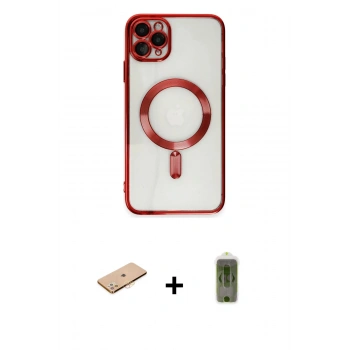 MARSİLYAN™- iPhone 11 Pro Max Kılıf Nova Işık Özel Seri - Siyah Joko Magic 5D Hayalet Cam + Renkli Kamera Lens Koruma Cam - TU