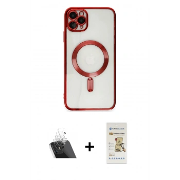 MARSİLYAN™- iPhone 11 Pro Max Kılıf Nova Işık Özel Seri - Siyah Mat Seramik Nano Ekran Koruyucu + Kamera Lens Koruma Cam - SF