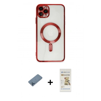MARSİLYAN™- iPhone 11 Pro Max Kılıf Nova Işık Özel Seri - Siyah Mat Seramik Nano Ekran Koruyucu + Shine Kamera Lens Koruma Cam - MI