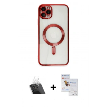 MARSİLYAN™- iPhone 11 Pro Max Kılıf Nova Işık Özel Seri - Siyah Seramik Nano Ekran Koruyucu + Kamera Lens Koruma Cam - SF