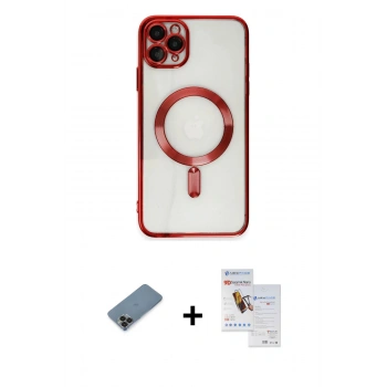 MARSİLYAN™- iPhone 11 Pro Max Kılıf Nova Işık Özel Seri - Siyah Seramik Nano Ekran Koruyucu + Metal Kamera Lens Koruma Cam - SH