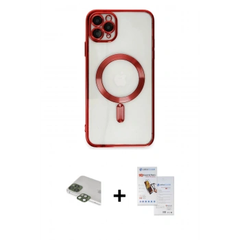 MARSİLYAN™- iPhone 11 Pro Max Kılıf Nova Işık Özel Seri - Siyah Seramik Nano Ekran Koruyucu + Pers Alüminyum Kamera Lens - YL