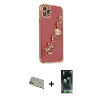MARSİLYAN™- iPhone 11 Pro Max Kılıf Nova Işık Prime - Şeffaf 360 Full Body Arka Koruyucu + Rainbow Kamera Lens Koruma Cam - GD