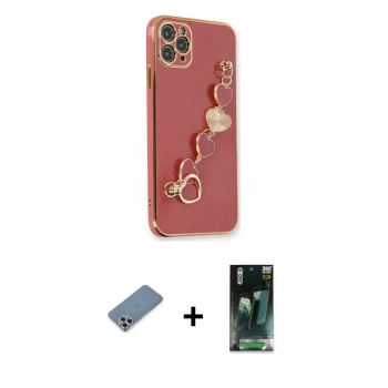 MARSİLYAN™- iPhone 11 Pro Max Kılıf Nova Işık Prime - Şeffaf 360 Full Body Arka Koruyucu + Metal Kamera Lens Koruma Cam - GS