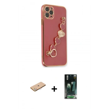 MARSİLYAN™- iPhone 11 Pro Max Kılıf Nova Işık Prime - Şeffaf 360 Full Body Arka Koruyucu + Renkli Kamera Lens Koruma Cam - PE