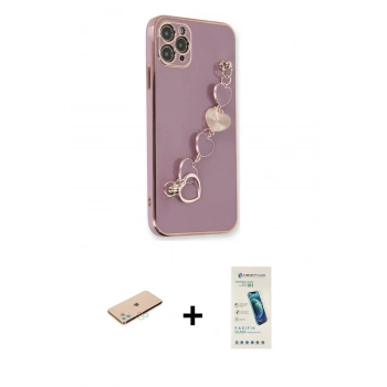 MARSİLYAN™- iPhone 11 Pro Max Kılıf Nova Işık Prime - Şeffaf Pasifik Cam Ekran Koruyucu + Renkli Kamera Lens Koruma Cam - MI