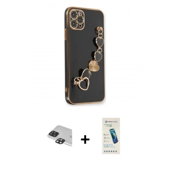 MARSİLYAN™- iPhone 11 Pro Max Kılıf Nova Işık Prime - Şeffaf Pasifik Cam Ekran Koruyucu + Pers Alüminyum Kamera Lens - SH