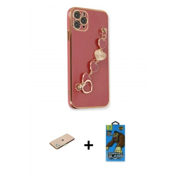 MARSİLYAN™- iPhone 11 Pro Max Kılıf Nova Işık Prime - Siyah 18D Cam Ekran Koruyucu + Renkli Kamera Lens Koruma Cam - YL