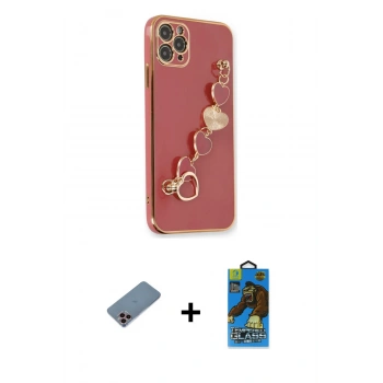 MARSİLYAN™- iPhone 11 Pro Max Kılıf Nova Işık Prime - Siyah 18D Cam Ekran Koruyucu + Shine Kamera Lens Koruma Cam - PE
