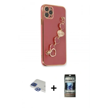 MARSİLYAN™- iPhone 11 Pro Max Kılıf Nova Işık Prime - Siyah 34D Hayalet Izgaralı Cam + Pers Alüminyum Kamera Lens - LT
