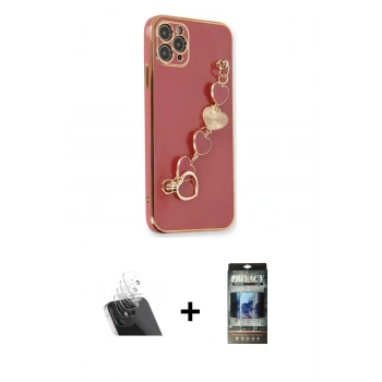 MARSİLYAN™- iPhone 11 Pro Max Kılıf Nova Işık Prime - Siyah 34D Hayalet Izgaralı Cam + Kamera Lens Koruma Cam - SF