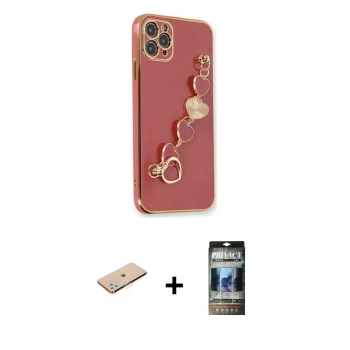 MARSİLYAN™- iPhone 11 Pro Max Kılıf Nova Işık Prime - Siyah 34D Hayalet Izgaralı Cam + Renkli Kamera Lens Koruma Cam - YL
