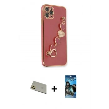 MARSİLYAN™- iPhone 11 Pro Max Kılıf Nova Işık Prime - Siyah 34D Izgaralı Cam + Rainbow Kamera Lens Koruma Cam - GD