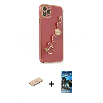 MARSİLYAN™- iPhone 11 Pro Max Kılıf Nova Işık Prime - Siyah 34D Izgaralı Cam + Renkli Kamera Lens Koruma Cam - MI