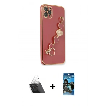 MARSİLYAN™- iPhone 11 Pro Max Kılıf Nova Işık Prime - Siyah 34D Izgaralı Cam + Kamera Lens Koruma Cam - SF