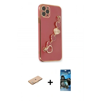 MARSİLYAN™- iPhone 11 Pro Max Kılıf Nova Işık Prime - Siyah 34D Izgaralı Cam + Renkli Kamera Lens Koruma Cam - TU