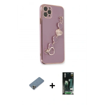 MARSİLYAN™- iPhone 11 Pro Max Kılıf Nova Işık Prime - Siyah 360 Mat Full Body Arka Koruyucu + Metal Kamera Lens Koruma Cam - GD