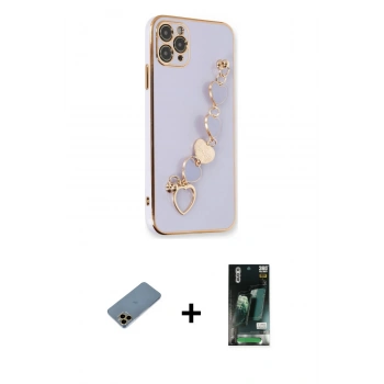 MARSİLYAN™- iPhone 11 Pro Max Kılıf Nova Işık Prime - Siyah 360 Mat Full Body Arka Koruyucu + Shine Kamera Lens Koruma Cam - GD