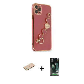 MARSİLYAN™- iPhone 11 Pro Max Kılıf Nova Işık Prime - Siyah 360 Mat Full Body Arka Koruyucu + Renkli Kamera Lens Koruma Cam - YL