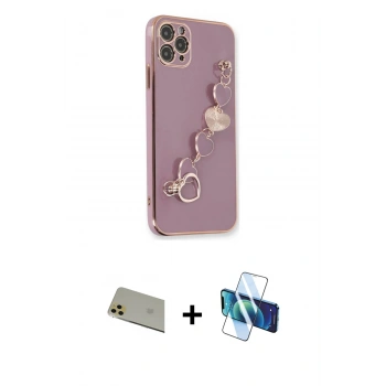 MARSİLYAN™- iPhone 11 Pro Max Kılıf Nova Işık Prime - Siyah 3D Antistatik Cam Ekran Koruyucu + Rainbow Kamera Lens Koruma Cam - GD