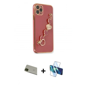 MARSİLYAN™- iPhone 11 Pro Max Kılıf Nova Işık Prime - Siyah 3D Antistatik Cam Ekran Koruyucu + Rainbow Kamera Lens Koruma Cam - YL