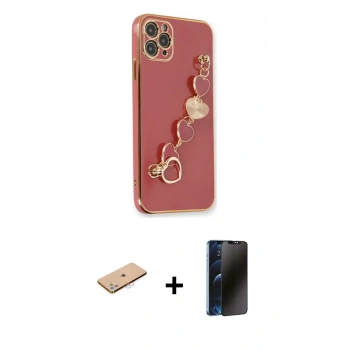 MARSİLYAN™- iPhone 11 Pro Max Kılıf Nova Işık Prime - Siyah 3D Antistatik Hayalet Cam Ekran Koruyucu + Renkli Kamera Lens Koruma Cam - PE