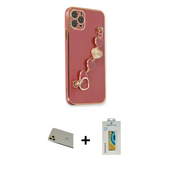 MARSİLYAN™- iPhone 11 Pro Max Kılıf Nova Işık Prime - Siyah Polymer Nano Ekran Koruyucu + Rainbow Kamera Lens Koruma Cam - GD