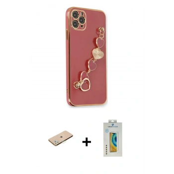 MARSİLYAN™- iPhone 11 Pro Max Kılıf Nova Işık Prime - Siyah Polymer Nano Ekran Koruyucu + Renkli Kamera Lens Koruma Cam - YL
