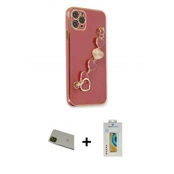 MARSİLYAN™- iPhone 11 Pro Max Kılıf Nova Işık Prime - Siyah Polymer Nano Ekran Koruyucu + Rainbow Kamera Lens Koruma Cam - YL