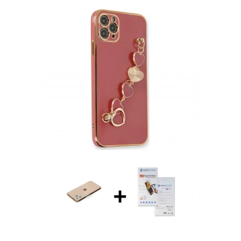 MARSİLYAN™- iPhone 11 Pro Max Kılıf Nova Işık Prime - Siyah Seramik Nano Ekran Koruyucu + Renkli Kamera Lens Koruma Cam - YL