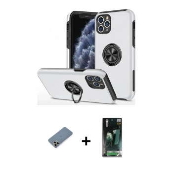 MARSİLYAN™- iPhone 11 Pro Max Kılıf Odak Form Prime - Şeffaf 360 Full Body Arka Koruyucu + Metal Kamera Lens Koruma Cam - MR