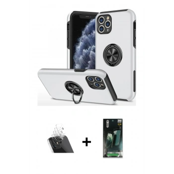 MARSİLYAN™- iPhone 11 Pro Max Kılıf Odak Form Prime - Şeffaf 360 Full Body Arka Koruyucu + Kamera Lens Koruma Cam - SF