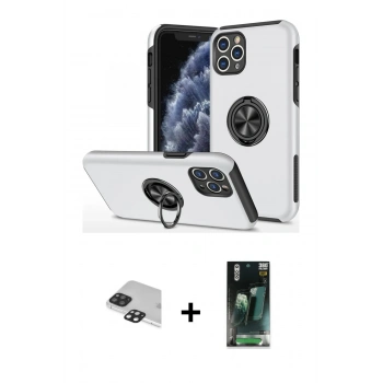MARSİLYAN™- iPhone 11 Pro Max Kılıf Odak Form Prime - Şeffaf 360 Full Body Arka Koruyucu + Pers Alüminyum Kamera Lens - SH