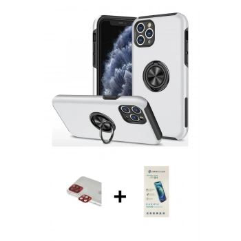 MARSİLYAN™- iPhone 11 Pro Max Kılıf Odak Form Prime - Şeffaf Pasifik Cam Ekran Koruyucu + Pers Alüminyum Kamera Lens - KI