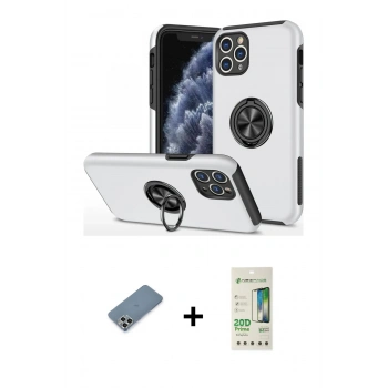 MARSİLYAN™- iPhone 11 Pro Max Kılıf Odak Form Prime - Siyah 20D Premium Cam Ekran Koruyucu + Metal Kamera Lens Koruma Cam - GS