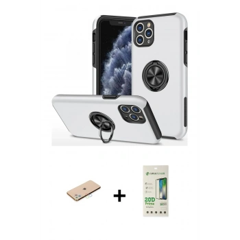 MARSİLYAN™- iPhone 11 Pro Max Kılıf Odak Form Prime - Siyah 20D Premium Cam Ekran Koruyucu + Renkli Kamera Lens Koruma Cam - MI