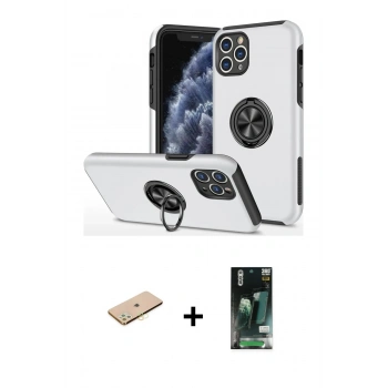 MARSİLYAN™- iPhone 11 Pro Max Kılıf Odak Form Prime - Siyah 360 Mat Full Body Arka Koruyucu + Renkli Kamera Lens Koruma Cam - SI