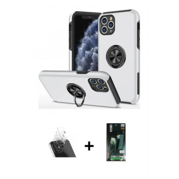 MARSİLYAN™- iPhone 11 Pro Max Kılıf Odak Form Prime - Siyah 360 Mat Full Body Arka Koruyucu + Kamera Lens Koruma Cam - SF