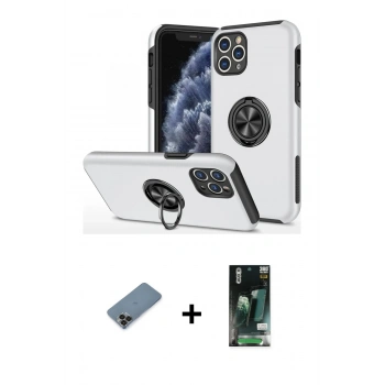 MARSİLYAN™- iPhone 11 Pro Max Kılıf Odak Form Prime - Siyah 360 Mat Full Body Arka Koruyucu + Metal Kamera Lens Koruma Cam - SH